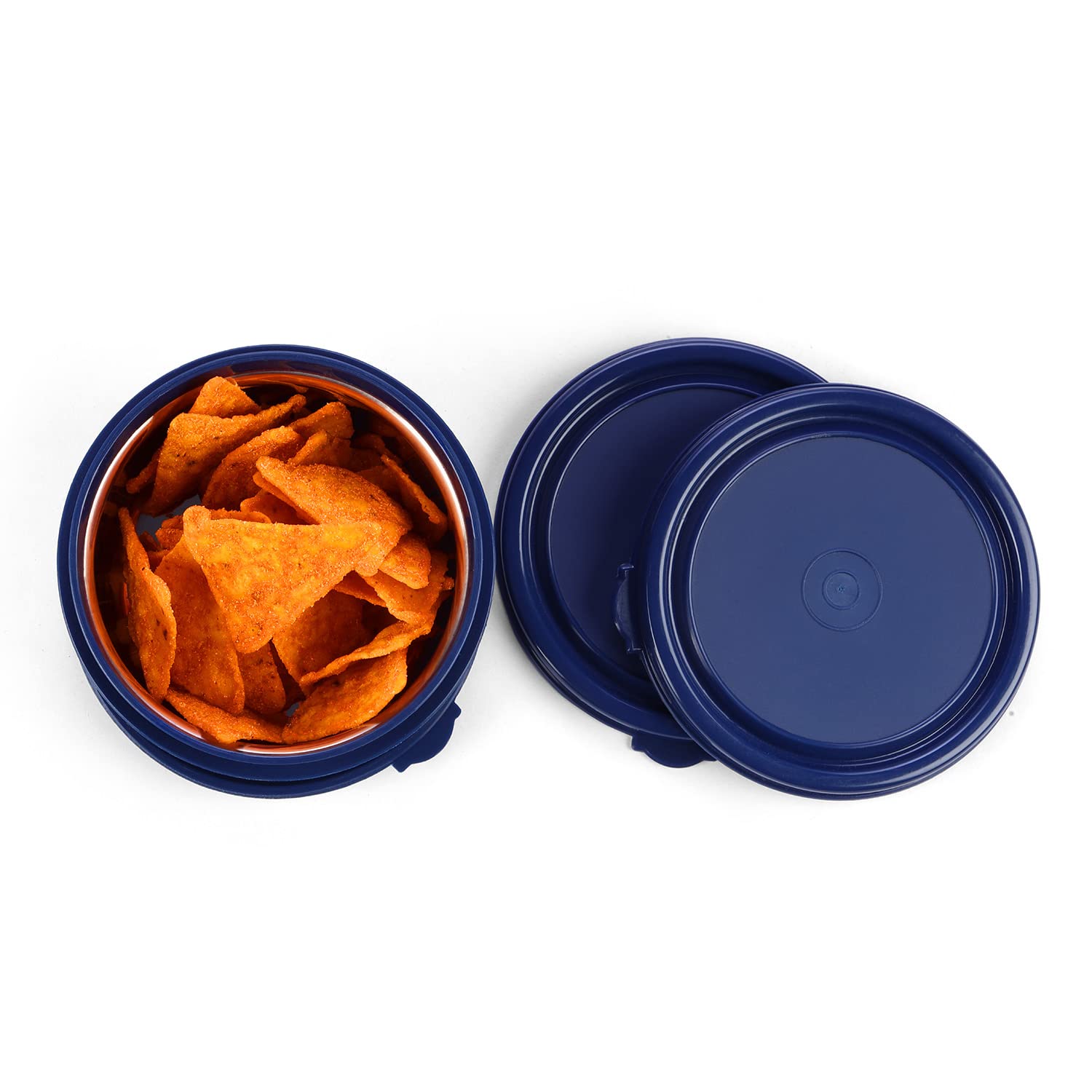 Oliveware Air Tight Lids for Benny Container | Set of 3 | Spill Proof | Leak Proof | For 290ml, 450ml, 600ml | Dishwasher & Freezer Safe (Fire Blue)