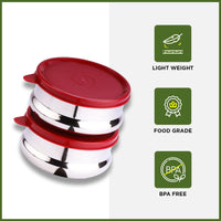 oliveware SOPL (logo) with Device Wonder Stainless Steel Containers, Leak Proof & Spill Proof, Dishwasher Safe, Set of 2 (450ml) Each - Red