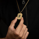 Black Sacred Hanuman Chalisa MicroCarved Tag Necklace