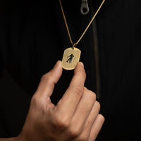 Black Sacred Hanuman Chalisa MicroCarved Tag Necklace