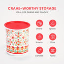 Oliveware Pasha Plastic Containers | BPA Free | For Rice, Dal, Atta & Flour | Set of 3 | Stackable Containers (2200ml, 1350ml & 850ml) (Red)