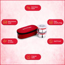 oliveware Crunch Lunch Box, 2 Stainless Steel Containers (300 ml), Leak Proof with BPA Free Air Tight Lids, Fabric Jacket - Red