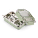 Oliveware Bento Master 2 Lunch Box | with 2 dividers | Steel Spoon | Stainless Steel | Dishwasher & Freezer Safe (Bento 2, Green)