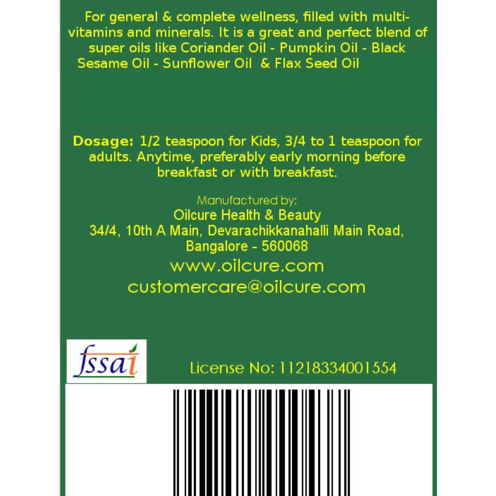 Oilcure Five Nectars Oil | Cold Pressed Coriander, Sunflower, Pumpkin, Black Sesame & Flax Seed Oil - 100 ml