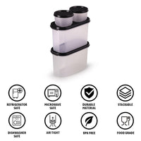 Oliveware Modular Storage Containers, BPA Free, For Pulses, Rice, Dal, Atta & Flour, Set of 4 (2x1800ml, 2x180ml) - Red