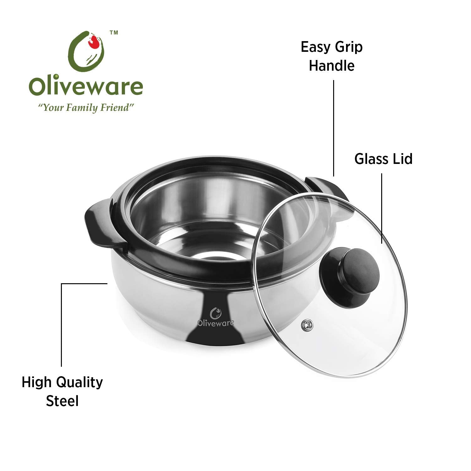 Oliveware Maestro Casseroless Thermosteel & Double Wall Insulation (2000 ml) with Insulated Lid Keep Food Hot, Stainless Steel