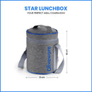SOPL-OLIVEWARE Star Lunch Box, 100% Leak Proof, 3 Stainless Steel Containers with BPA Free Lids (600ml, 600ml & 300ml), Fabric Bag - Blue
