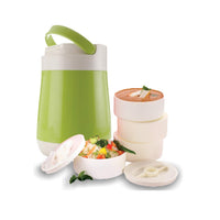 Oliveware Jumbo Lunch Box - 4 Containers | Full Set Office Use | Insulated Body | Leak Proof | Full Meal & Easy to Carry - Green, Plastic, 300 ml