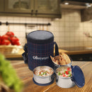 SOPL-OLIVEWARE Absolute Lunch Box, 100% Leak Proof, 3 Stainless Steel Containers with BPA Free Lids (2 * 600ml & 450ml), Fabric Bag - Blue