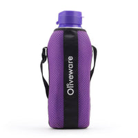 SOPL-OLIVEWARE Jumbo Water Bottle With Washable Carry Sleeve, Shoulder Strap, 2 Litre Bottle, BPA Free & Leak Proof, Fits in Fridge, Pack of 1 - Voilet