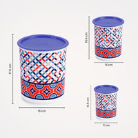 Oliveware Pasha Plastic Containers | BPA Free | For Rice, Dal, Atta & Flour | Set of 3 | Stackable Containers (2200ml, 1350ml & 850ml) (Blue)