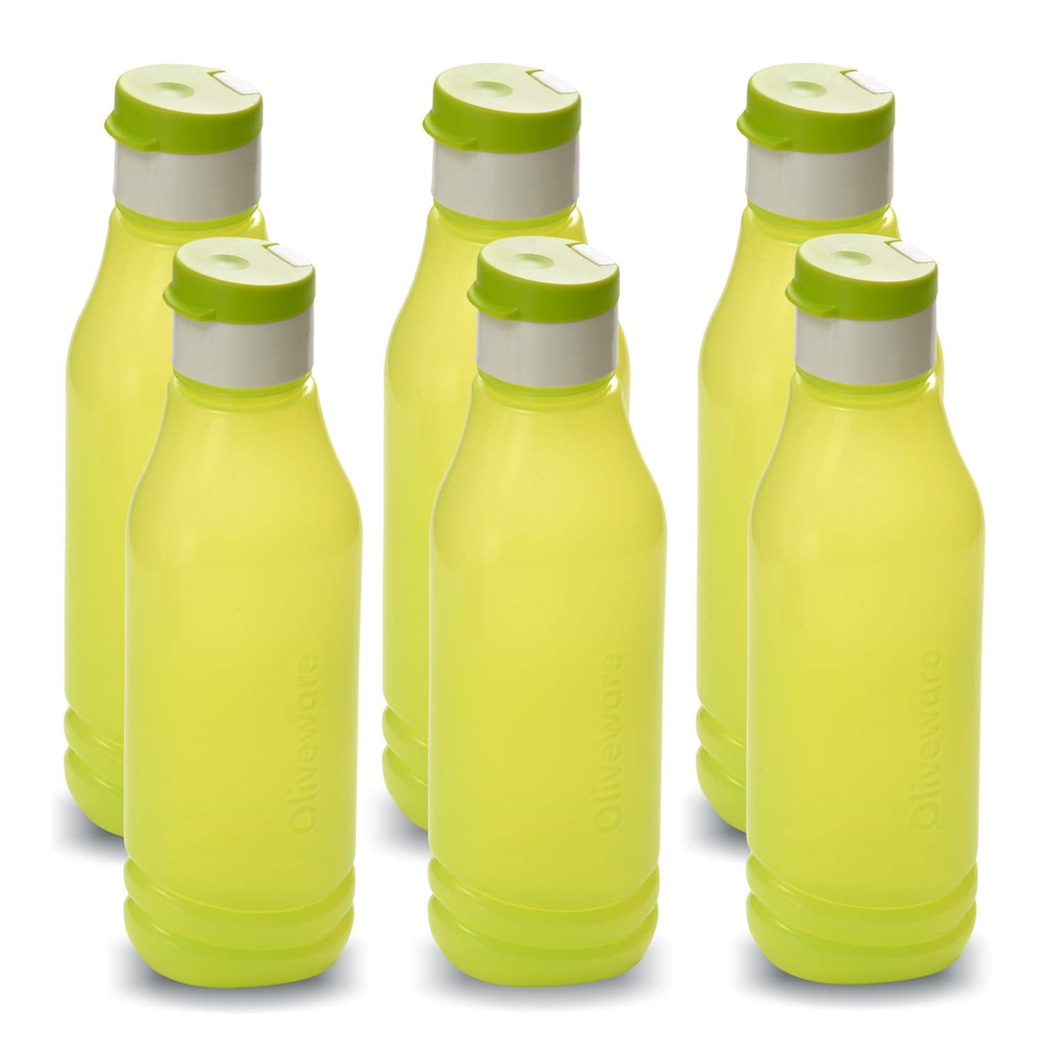 oliveware Triangular Range Premium PET Water Bottle, BPA Free & Leak Proof, 1 Litre Bottle, Better Grip, for Home & Office Use, Set of 6 (Green)