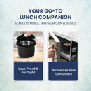 SOPL-OLIVEWARE Hazel Lunch Box, Leak Proof & Microwave Safe, 3 Stainless Steel Containers (450ml, 450ml, 550ml), Insulated Fabric Bag, Full Meal & Easy to Carry (Blue)