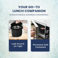 SOPL-OLIVEWARE Hazel Lunch Box, Leak Proof & Microwave Safe, 3 Stainless Steel Containers (450ml, 450ml, 550ml), Insulated Fabric Bag, Full Meal & Easy to Carry (Blue)