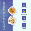 SOPL-OLIVEWARE Joy Glassware Round Lunchbox, Borosilicate Glass Containers, Microwave Safe & Leak Proof, 2 Containers with BPA Free Lids (400ml) Each - Blue