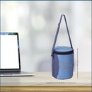 SOPL-OLIVEWARE Italian Glass Lunch Box with Steel Spoon & Napkin, Microwave Safe, Borosilicate Glass Containers, Set of 3 (400ml Each), Fabric Bag - Blue