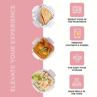 SOPL-OLIVEWARE Executive Glassware Lunchbox, Borosilicate Glass, Microwave Safe,Set of 3 with BPA Free Lid (320ml) Each - Mahroon