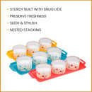 oliveware Venice Dry Fruit Container Tray with Airtight Lid, BPA Free, For Snacks & Dry Fruits, 3 Containers (350ml) each - Red