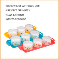 oliveware Venice Dry Fruit Container Tray with Airtight Lid, BPA Free, For Snacks & Dry Fruits, 3 Containers (350ml) each - Red