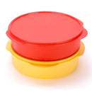 oliveware with Device Plastic Masala Box with Spoon - 700 microliters, 7 Containers with Spoon, Yellow