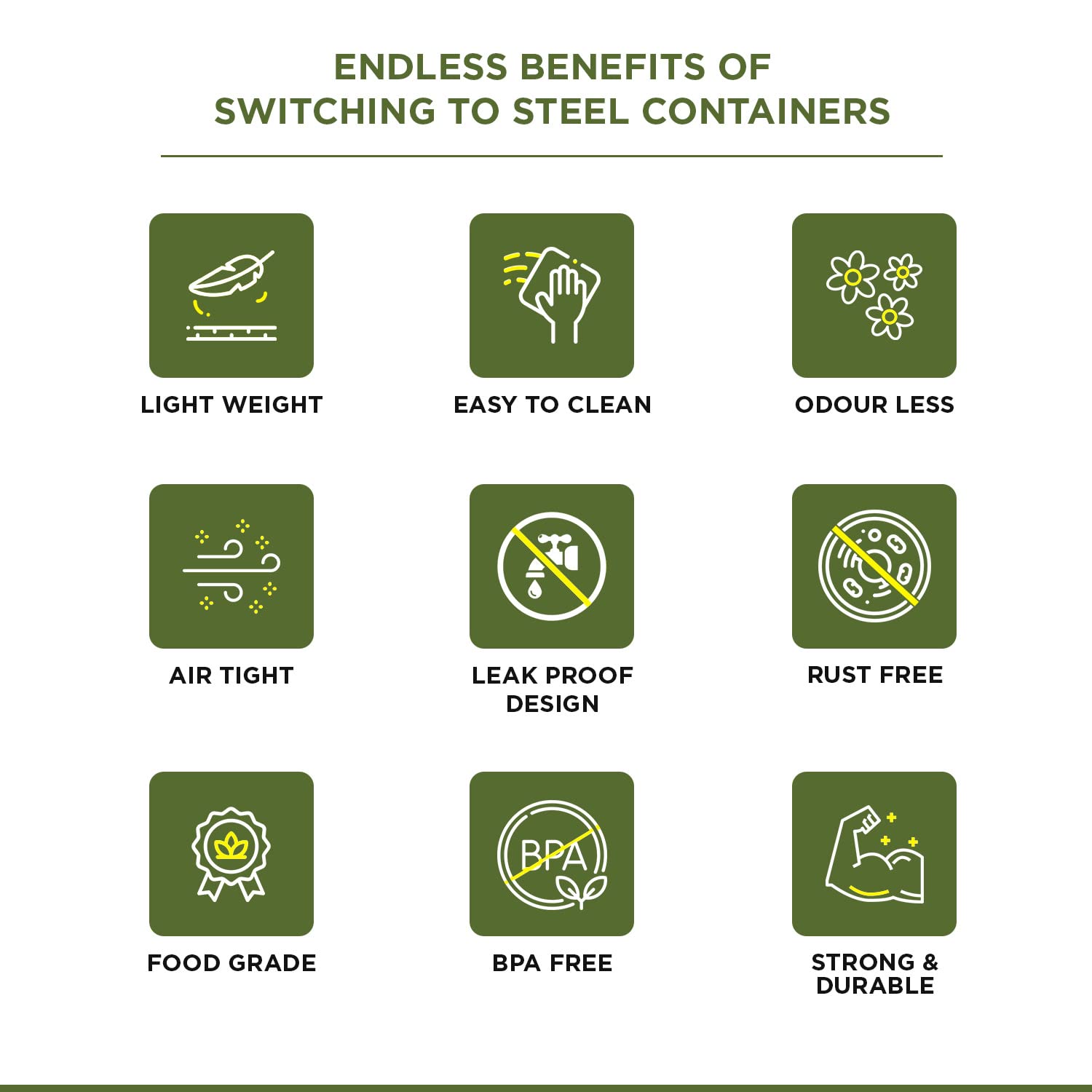 oliveware with Device Elegant Storage Containers, 100% Leak Proof & Spill Proof, 2 Stainless Steel Containers with BPA free Airtight Lid (250 ml Each) - Blue