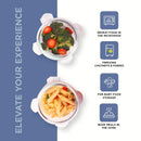 SOPL-OLIVEWARE Lily Glass Lunch Box with Fabric Bag, Leak Proof & Microwave Safe, 2 Container with 400ml Each- Blue