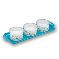 oliveware Venice Dry Fruit Container Tray with Airtight Lid, BPA Free, For Snacks & Dry Fruits, 3 Containers (350ml) each - Blue