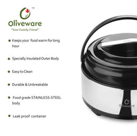 Oliveware Supremo Casseroless Thermosteel & Double Wall Insulation (2500 ml) with Insulated Lid Keep Food Hot, Stainless Steel with Handle