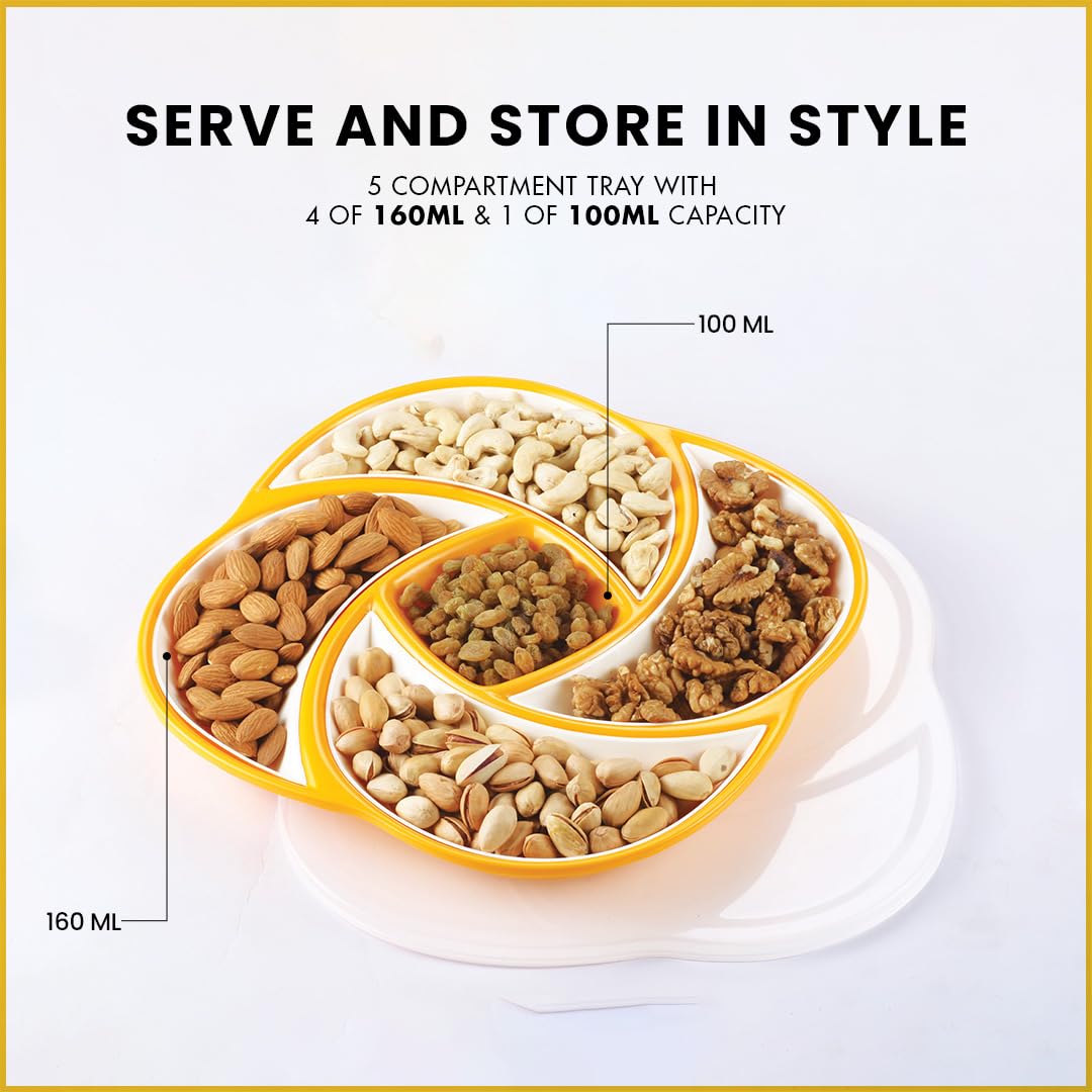 Oliveware Plastic Dry Fruit Candy Container - Yellow