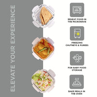 SOPL-OLIVEWARE Executive Glassware Lunchbox, Borosilicate Glass, Microwave & Freezer Safe, Set of 3 with BPA Free Lid (320ml) Each - Black