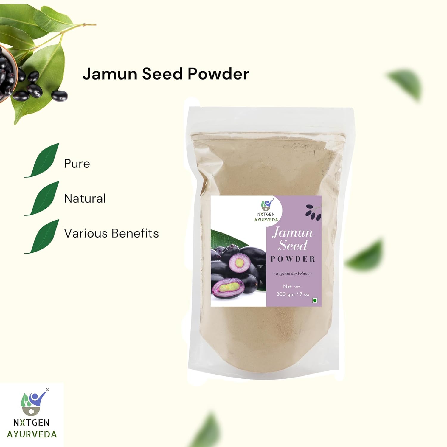 Nxtgen Ayurveda Jamun Seed Powder | 200g | Blood Puritfication | Syzygium Cumini