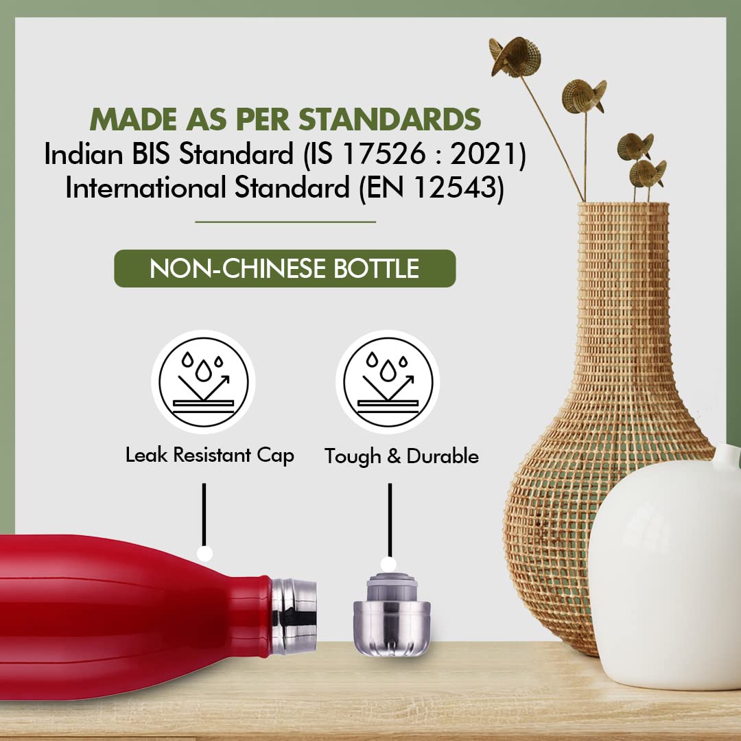 SOPL-OLIVEWARE Camo Vacuum Double Wall Bottle, Stainless Steel (750ml), Hot & Cold, Insulated Bottle, Fit for Indoor & Outdoors - Red