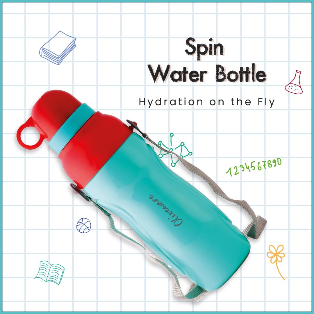 SOPL-OLIVEWARE Spin Water Bottle with Better Grip, 500 ml Bottle, BPA Free & Leak Proof, For Home, Office & Gym use - Blue