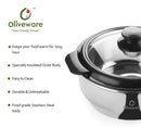 Oliveware Maestro Casseroless Thermosteel & Double Wall Insulation (2000 ml) with Insulated Lid Keep Food Hot, Stainless Steel