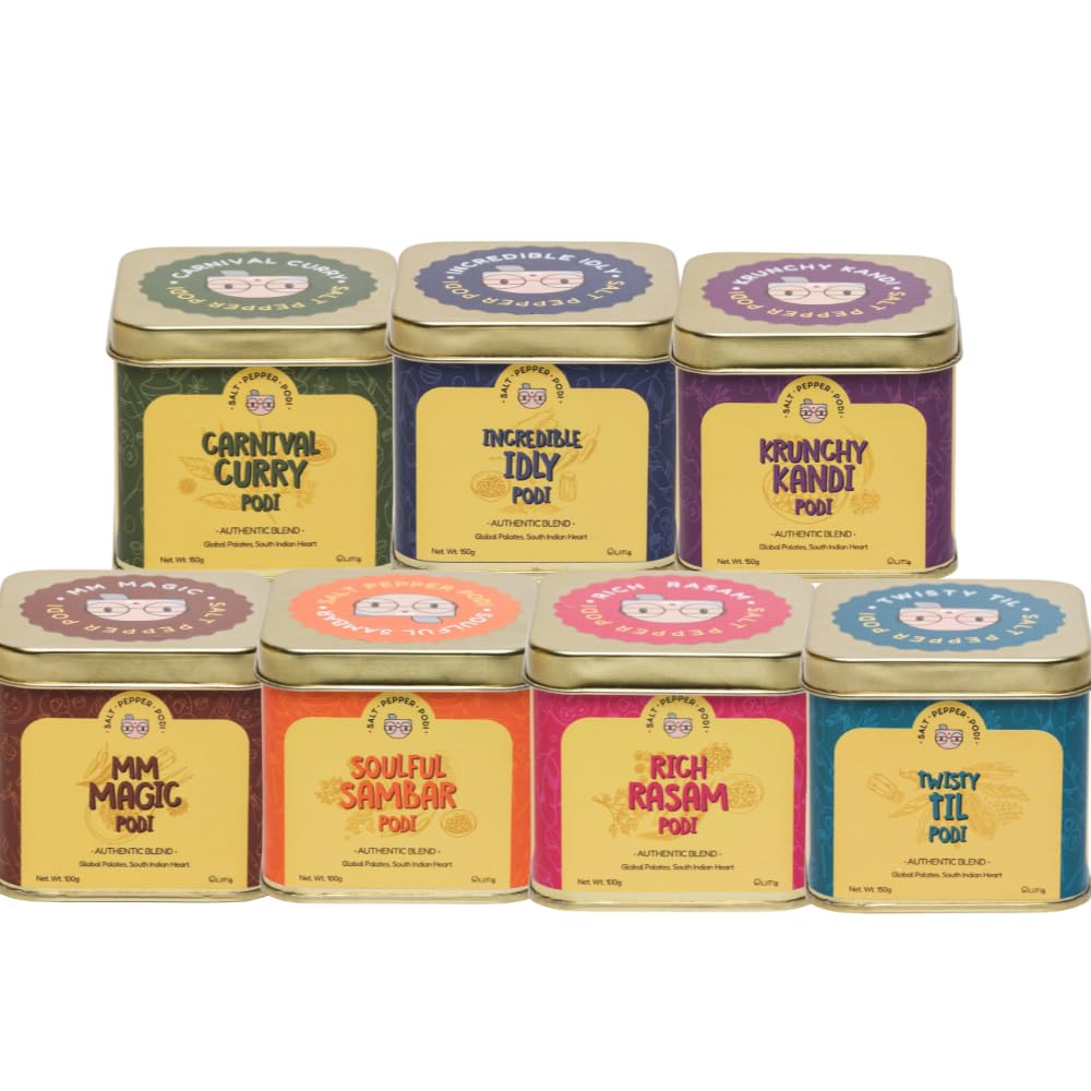 Salt Pepper Podi | Tabletop Podi | Full Kit Combo - 4 Boxes 150g Each & 3 Boxes 100g Each