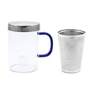 Glass Tea Mug With Steel Infuser - Silver Lid - 500 Ml