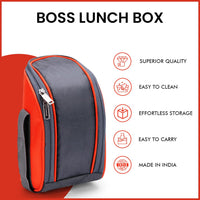 SOPL-OLIVEWARE Boss Stainless Steel Lunch Box, Microwave Safe & Leak Proof, 3 Ineer Steel Containers With Bpa Free Airtight Lids (290 Ml, 450 Ml, 600 Ml), Fabric Bag - Orange, 600 Milliliter