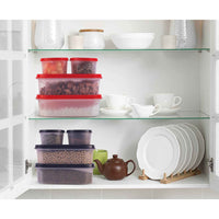 Oliveware Modular Storage Containers with Airtight Lid, BPA Free, For Pulses, Rice, Dal & Atta, Set of 4 (2x600ml, 2x180ml) - Black