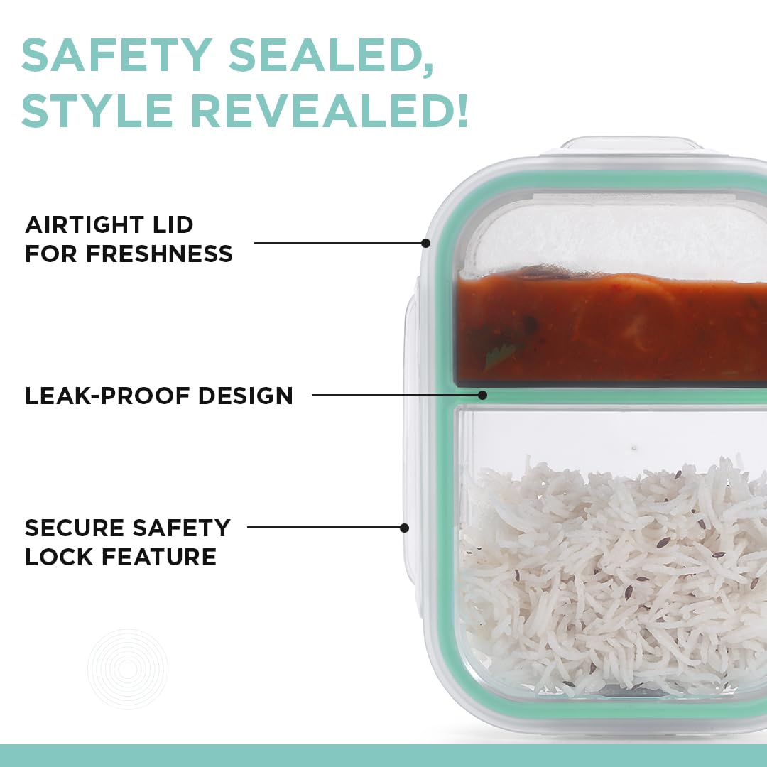 Oliveware Elite Microwave Safe Two Compartment Lunch Box for Kids