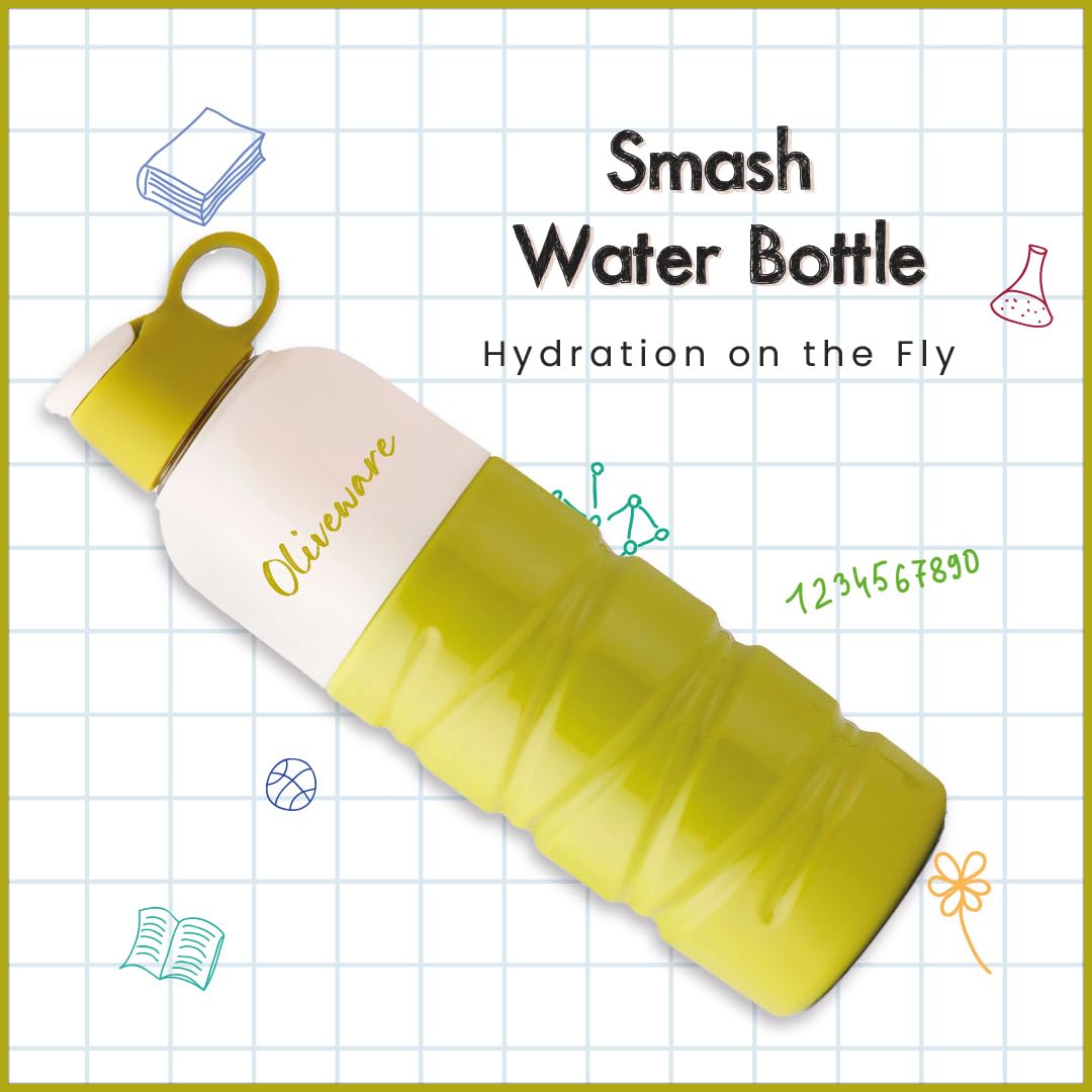 SOPL-OLIVEWARE Smash Water Bottle with Better Grip, 500 ml Bottle, BPA Free & Leak Proof, For Home, Office & Gym use - Green