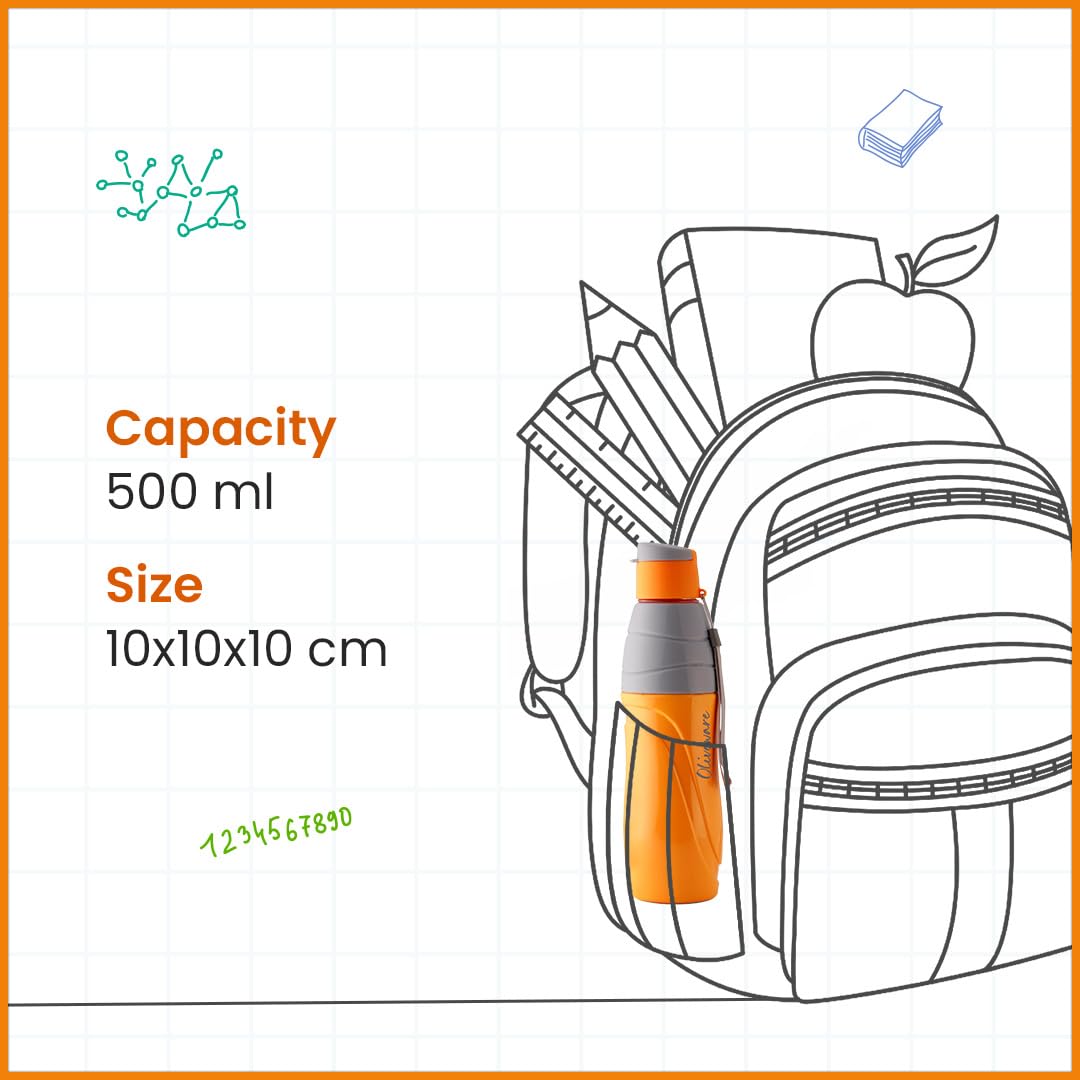 SOPL-OLIVEWARE Eagle Water Bottle with Better Grip, 500 ml Bottle, BPA Free & Leak Proof, For Home, Office & Gym use - Yellow