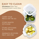 Oliveware Food Storage Container| Set of 2 | Square Containers| 320ml each|Air-Tight Fridge Organizer Case|BPA-Free Locking Lids |Microwave & Freezer Safe |Leak Proof Food Storage Meal Prep Containers