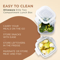 Oliveware Food Storage Container| Set of 2 | Square Containers| 320ml each|Air-Tight Fridge Organizer Case|BPA-Free Locking Lids |Microwave & Freezer Safe |Leak Proof Food Storage Meal Prep Containers