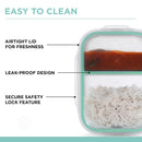 Oliveware Elite Microwave Safe Office Two Compartment Lunch Box Set | Borosilicate Glass | Safety Lock Airtight Tiffin Containers (600ml)