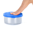 oliveware Magic Storage Containers, 100% Leak Proof and Spill Proof, 2 Stainless Steel Containers with BPA Free Airtight Lid (450ml Each) - Blue