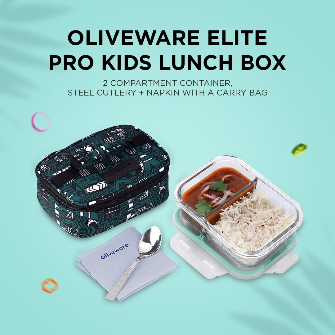 Oliveware Elite Microwave Safe Two Compartment Lunch Box for Kids