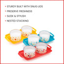 oliveware Blossom Dry Fruit Container Tray with Airtight Lid, BPA Free, For Snacks & Dry Fruits, 2 Containers (350ml) each - Red