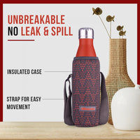 Oliveware Sigma Vacuum Bottle with Sleeve, Stainless Steel (500ml), Hot and Cold, Insulated Bottle, Fit for Indoor & Outdoors - Orange