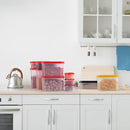 SOPL-OLIVEWARE Modular Storage Containers, BPA Free, For Pulses, Dal, Atta & Flour, Set of 9 (2x1800ml, 2x1200ml, 2x600ml, 3x180ml) - Red, Plastic