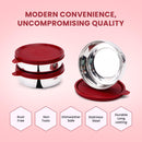 SOPL-OLIVEWARE Magic Storage Container, 100% Leak Proof & BPA Free Lid, Dishwasher Safe, 3 Stainless Steel Containers with 300 ml Each - Maroon